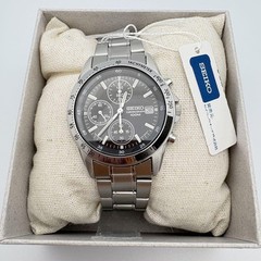 SEIKO Chronograph SND367PC Black Silver Men’s Watch in Box New
