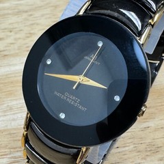 AB Japan Movt Quartz Watch Unisex Black Faux Diamonds Analog New Battery 8.5″