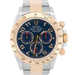 Rolex Daytona Cosmograph 40mm BLUE RACING 18K Yellow Gold Steel Watch 116523 BOX