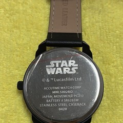 Star Wars The Mandalorian Men’s Quartz Analog Watch Black Dial Leather Strap Box