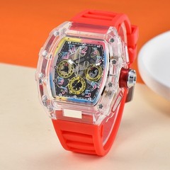 Fashion Trend Quartz Watch Men’s Transparent Colorful Barrel-Shaped Men’s Watch