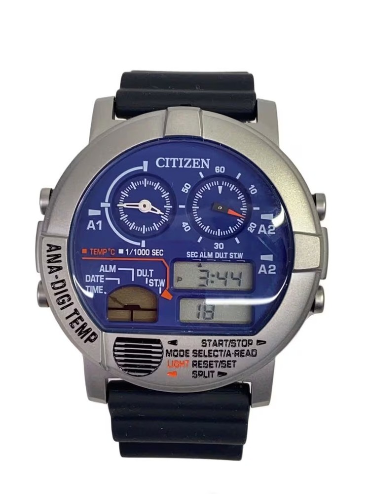 CITIZEN Quartz Watch Digital Analog Rubber NVY BLK 8989 S125073