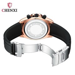 CHENXI Men’s Rose Luminous Calendar Chronograph Moon Phase Business Quartz Watch