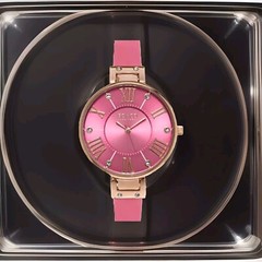 So & Co Genuine Pink Leather and Crystal Watch Stunning In Box