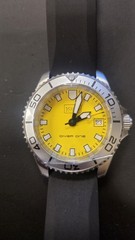 Scurfa Diver One Yellow Dial Quartz 500m Date Black Rubber Strap Watch