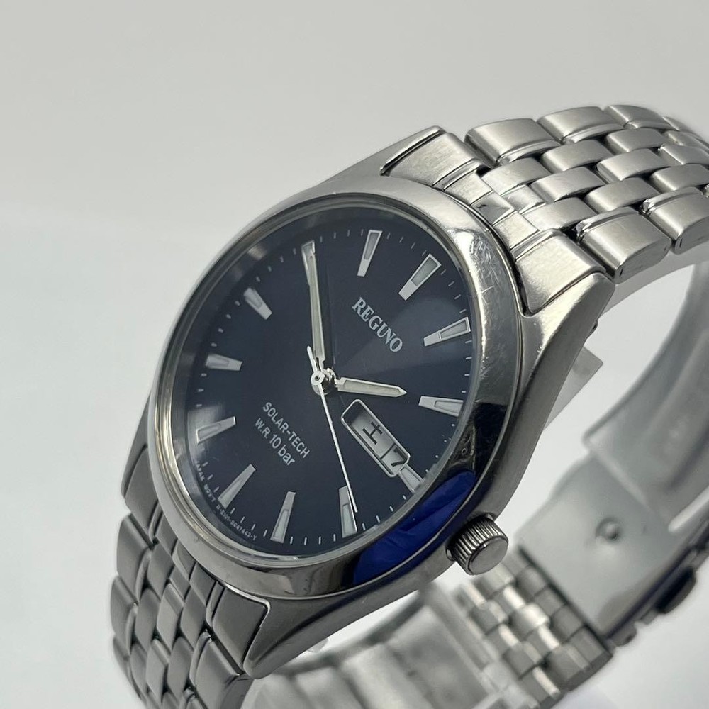 Citizen Regno Solar-Tech E101 Quartz Mens Navy Dial Watch Japan