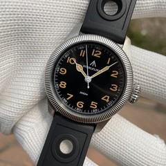 39MM STEELFLIER Quartz Pilot Watch Men’s Sapphire 200M Waterproof Silicone NEW