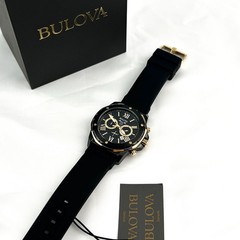New w/box/Bulova Men’s Marine Star 98B278 Black Dial Silicone Strap Quartz|Watch