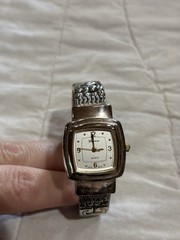 Geneva Open Cuff Hinge Bracelet Band Watch Engraved Scrollwork Design Needs TLC