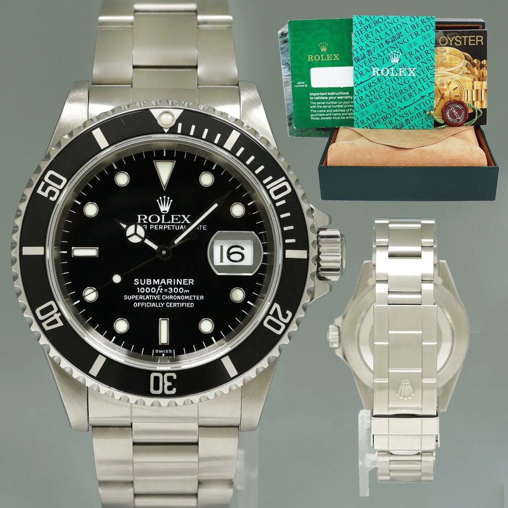 1999 MINT Rolex Submariner Date 16610 Swiss Only Steel Black 40mm Watch Box