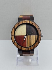 Unbranded Wooden Watch Color Block Dial Wood Band Quartz New Battery Lightweight