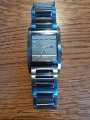 Fossil Arkitekt FS4367 Rectangular Mens Watch Dark Grey Stainless Steel New Batt