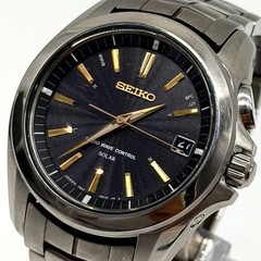 Seiko Brightz 7B24-0AW0 Solar Titanium Watch Black Dial Japan 071241