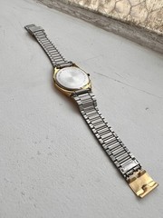 Vintage Bulova Caravelle Integrated Bracelet Watch Gold-Tone with Great Patina