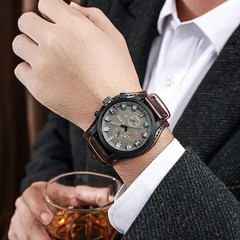 Men’s Watch Nylon/Leather Strap Waterproof Date Quartz Watch Casual Wristwatch