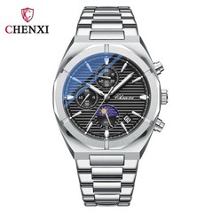 CHENXI Men’s Multifunction Chronograph Calendar Luminous Moon Phase Quartz Watch