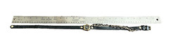 La Mer Collections Chain Wrap Watch Black Leather Goldtone Wristwatch