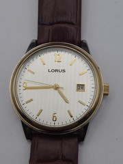 Lorus LR0690 Analog Quartz Mens Watch Brown Band New Battery Working
