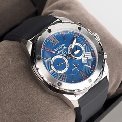 Bulova Marine Star 98B258 Blue Silicone Strap Chronograph Men’s Quartz Watch