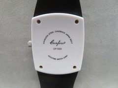Curfew Quartz Watch Multicolor Numbers, White Bezel, Black Band, New Battery