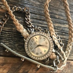 BKE / P.I. CO Women Wrist Watch wrap around chain bracelet strap New Battery