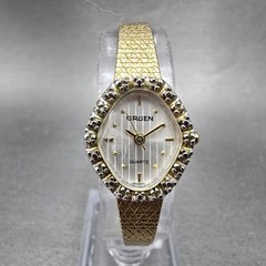 Gruen Watch Women 17mm Silver Dial Gold Tone Diamond bezel Oval New Battery