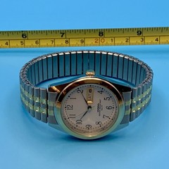 Men’s Dress Quartz Wristwatch Day/Date Two Tone Japan Movt Working New Battery