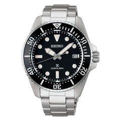SEIKO SBDJ063 PROSPEX Stainless Steel Solar Diver Scuba Watch Black Dial 41mm