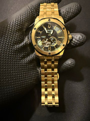 Bulova 150 Automatic Black Dial Gold-Tone Bracelet 45mm 200m Style #98A273