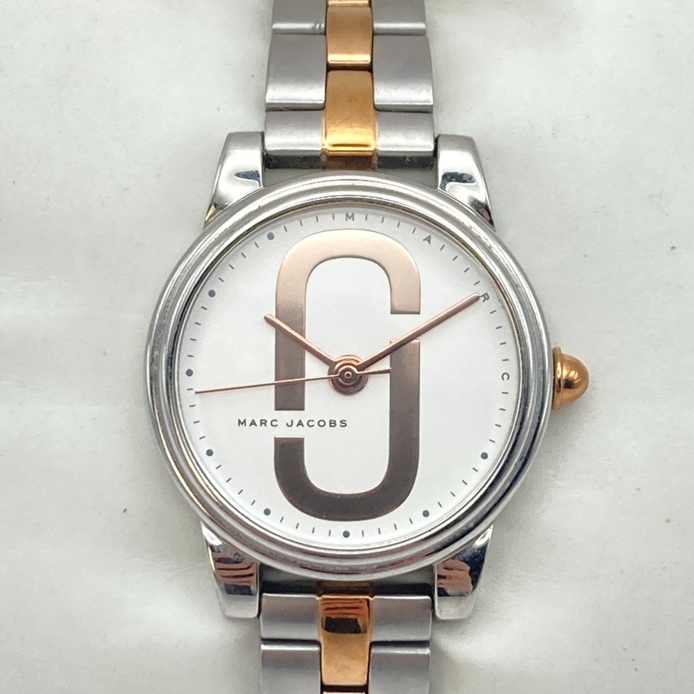 Marc by Marc Jacobs Corie Womens Watch 28mm Silver Rose Gold Tone New Battery 6″