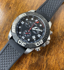 CALIBRE Mens Watch 316L Stainless Steel Date Black Dial New Battery Swiss Made