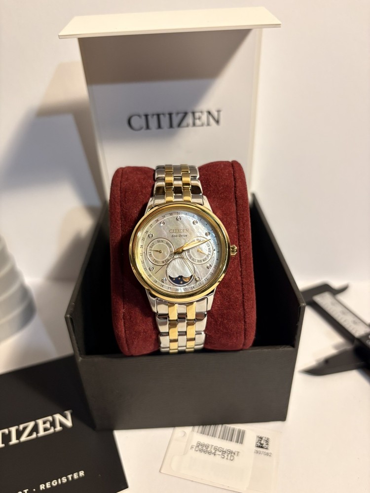 CITIZEN FD0004-51D Calendrier Chronograph Moon Phase Diamond Women’s Watch