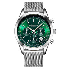Stuhrling Men’s Japan Quartz Chronograph Stainless Steel Mesh Band Watch 10 ATM