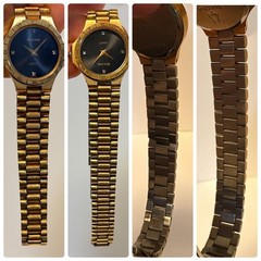 Bulova Gold Wristwatch Diamond Quartz Ladies Black Japan Working 07218