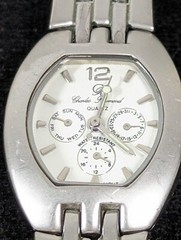 Charles Raymond White Dial Silver Tone Stainless Steel Band Watch 6.75 In