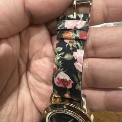 Works EMBASSY Ladies Watch Gold Crystal Tone New Battery Floral Strap 36mm Fit 7