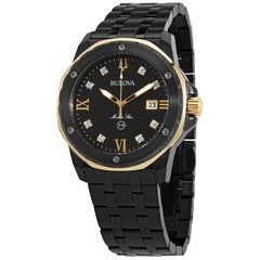 Bulova Marine Star Quartz Diamond Black Dial Men’s Watch 98D176
