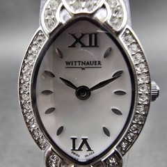 Wittnauer Watch Women 17mm MOP Dial Silver Tone Crystal Bezel Oval New Battery