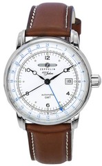 Zeppelin 100 Jahre GMT Leather Strap Silver Dial Automatic 86661 Men’s Watch