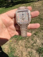 14k Rose Gold Plated & Stainless Steel Real Mens Watch CZ Hip Hop Arabic Dial