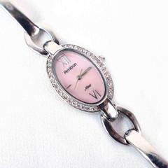 Vintage Silver Armitron Watch with Pink Oval Face, Japanese Movement