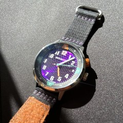 Jack Mason 40mm Quartz Analog Wristwatch Purple Dial Date 10 ATM Nylon/Leather