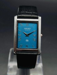 Vintage Seiko Slim Men’s Leather Strap Wrist watch- Roman Dial