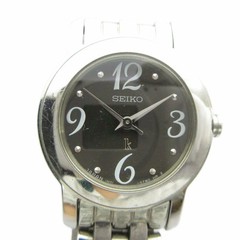 Used SEIKO 1N01 0HE0 LUKIA Wristwatch Quartz Black Dial Logo Silver GY18 MQ Ladi