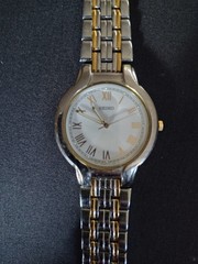 Seiko Unisex Watch – Vintage – Gold & Silver Plated Band – White Watch face