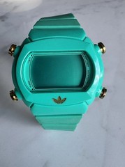 Adidas Originals 80s Y2K Retro Vintage watch. Gold Turquoise trefoil adicolor
