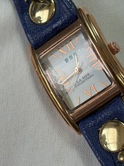 La Mer Collections Special Edition Wrap Watch Blue Leather Strap Chains Beads