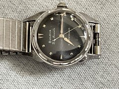 Vintage 1950’s Bulova 23 Jewel Automatic Watch Black Face Runs Well