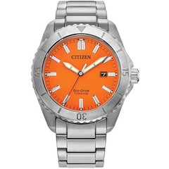 Citizen Men’s Watch Brycen Eco-Drive Orange Dial Titanium Bracelet AW1840-50X