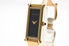 [Exc+5] Gucci 1500L Gold 12mm Black Dial Quartz Women’s Watch From JAPAN